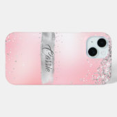 Silver Glitter Confetti Roze gloed Case-Mate iPhone Case (Achterkant (horizontaal))