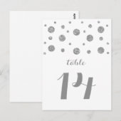 Silver Glitter Confetti Table Number Briefkaart (Voorkant / Achterkant)