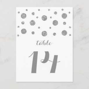 Silver Glitter Confetti Table Number Briefkaart