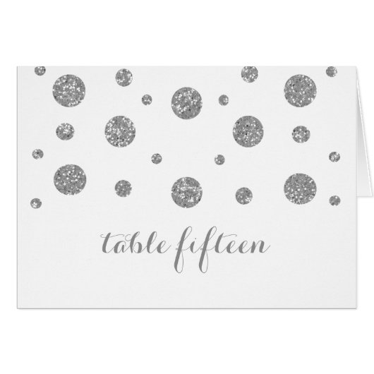 Silver Glitter Confetti Table Number Kaart (Voorkant Horizontaal)