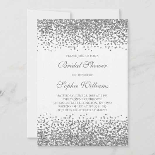 Silver Glitter Confetti Vrijgezellenfeest Kaart (Voorkant)