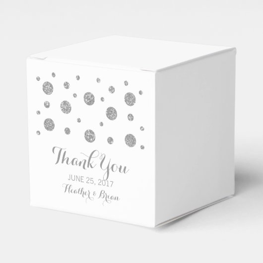 Silver Glitter Confetti Wedding Favor Boxes Bedankdoosjes (Voorkant Zijde)