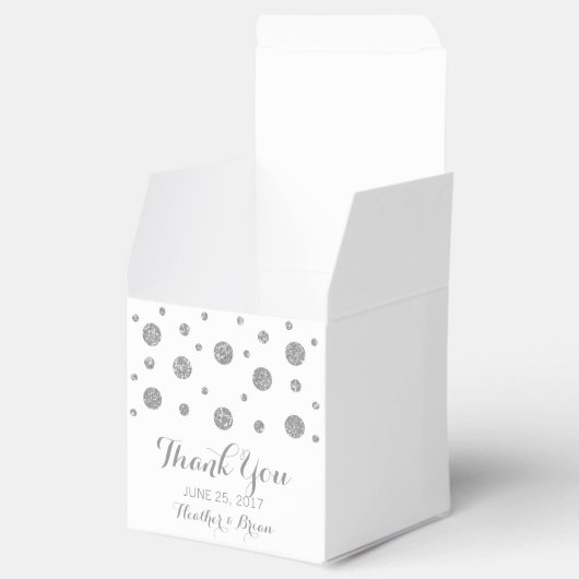 Silver Glitter Confetti Wedding Favor Boxes Bedankdoosjes (Geopend)