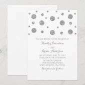 Silver Glitter Confetti Wedding Invite Kaart (Voorkant / Achterkant)
