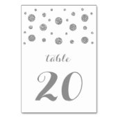 Silver Glitter Confetti Wedding Table Kaart (Achterkant)