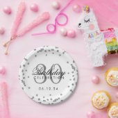 Silver Glitter Confetti Wit 30e Verjaardag Papieren Bordje (Feest)