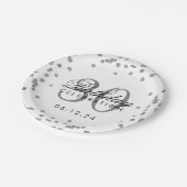 Silver Glitter Confetti Wit 30e Verjaardag Papieren Bordje (Gekanteld)