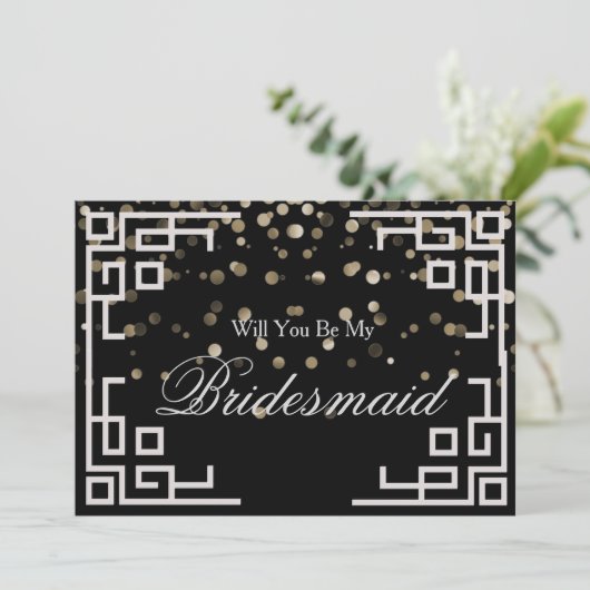 Silver Glitter Confetti Zal je mijn Bridesmaid zij Kaart (Staand voorkant)