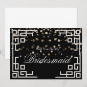 Silver Glitter Confetti Zal je mijn Bridesmaid zij Kaart (Voorkant / Achterkant)