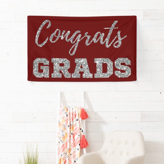 Silver Glitter Congrats Afstudeerders Spandoek (Insitu)