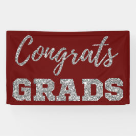 Silver Glitter Congrats Afstudeerders Spandoek