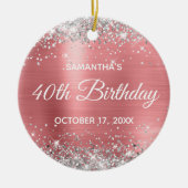 Silver Glitter Coral Folie 40th Birthday Keramisch Ornament (Voorkant)
