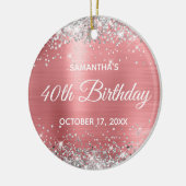 Silver Glitter Coral Folie 40th Birthday Keramisch Ornament (Links)