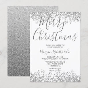 Silver Glitter Corporate of Family Kerstparty Kaart