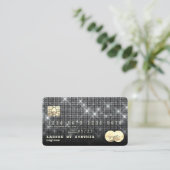 Silver Glitter Credit Kaart Stijl Modern Visitekaartje (Staand voorkant)