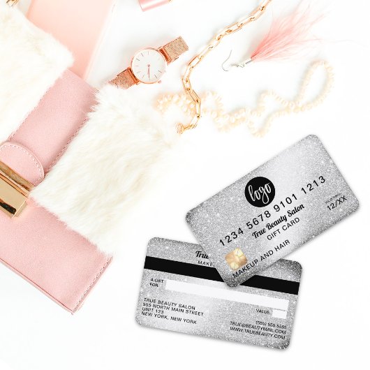 Silver Glitter-creditcard Cadeaubon Visitekaartje