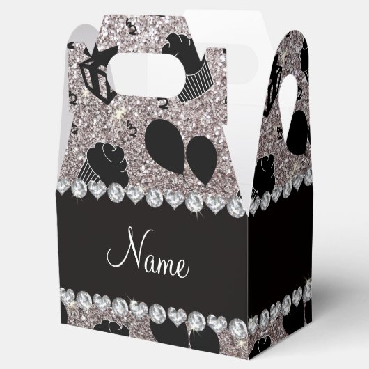 Silver glitter cupcakes ballonnen cadeaus bedankdoosjes (Geopend)