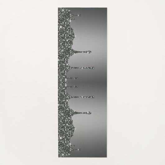 Silver Glitter Custom Name Yogamat (Voorkant)