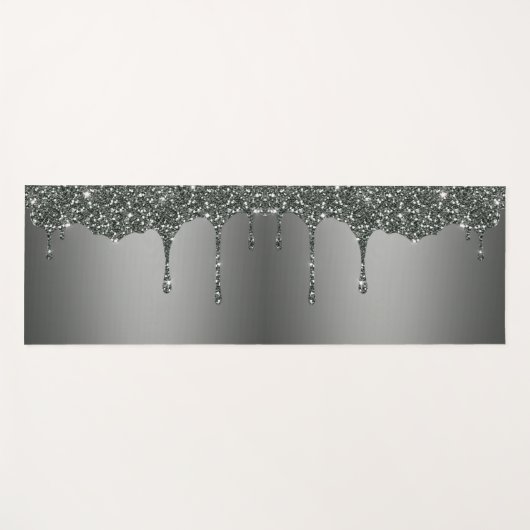 Silver Glitter Custom Name Yogamat (Voorkant (horizontaal))