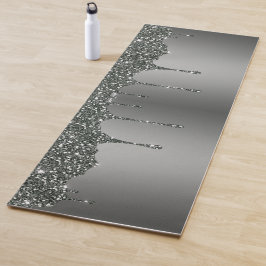 Silver Glitter Custom Name Yogamat