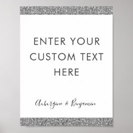 Silver Glitter Custom Text Wording Quote Signaleer Poster