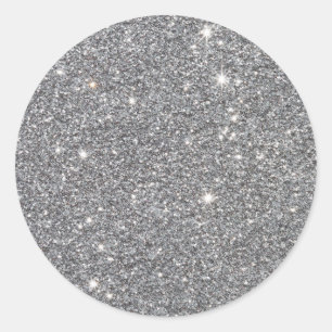 Silver Glitter Custom Trendy Ronde Sticker