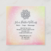 ~ Silver Glitter Dahlia Pastel Rainbow AP2 Vierkante Visitekaartje (Achterkant)