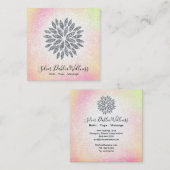 ~ Silver Glitter Dahlia Pastel Rainbow AP2 Vierkante Visitekaartje (Voorkant / Achterkant)