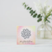 ~ Silver Glitter Dahlia Pastel Rainbow AP2 Vierkante Visitekaartje (Staand voorkant)