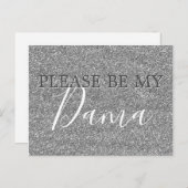 Silver Glitter Dama Quinceanera Voorstel Uitnodiging Briefkaart (Voorkant / Achterkant)