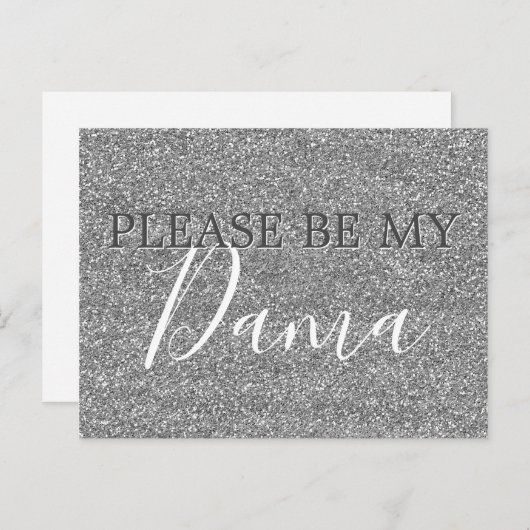 Silver Glitter Dama Quinceanera Voorstel Uitnodiging Briefkaart (Voorkant / Achterkant)