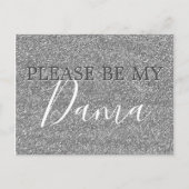 Silver Glitter Dama Quinceanera Voorstel Uitnodiging Briefkaart (Voorkant)