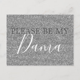 Silver Glitter Dama Quinceanera Voorstel Uitnodiging Briefkaart