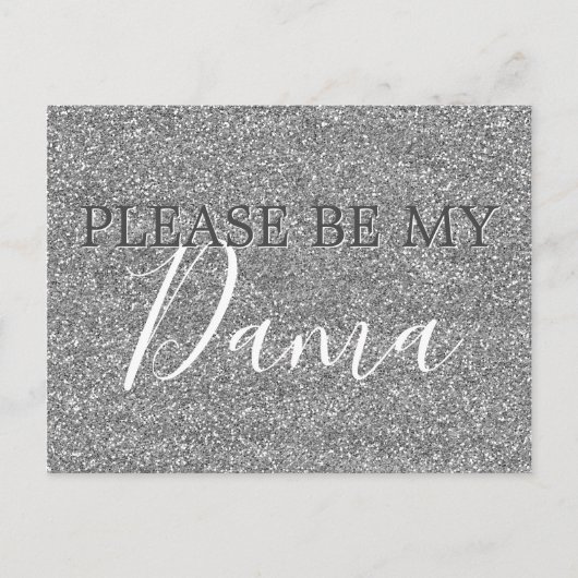 Silver Glitter Dama Quinceanera Voorstel Uitnodiging Briefkaart (Voorkant)