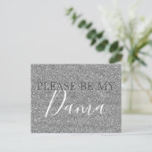 Silver Glitter Dama Quinceanera Voorstel Uitnodiging Briefkaart (Staand voorkant)