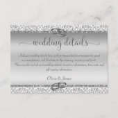 Silver Glitter Damask Elegant Wedding Details Informatiekaartje (Voorkant)