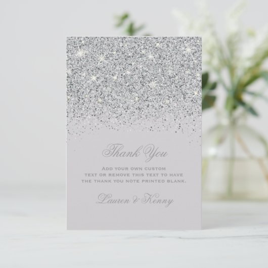 Silver Glitter Dank u kaarten (Staand voorkant)