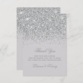 Silver Glitter Dank u kaarten (Voorkant / Achterkant)