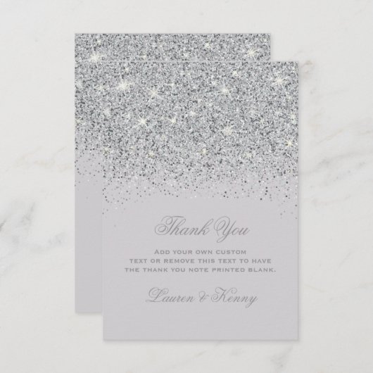 Silver Glitter Dank u kaarten (Voorkant / Achterkant)