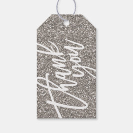 Silver Glitter Dank u label Cadeaulabel