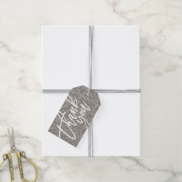 Silver Glitter Dank u label Cadeaulabel