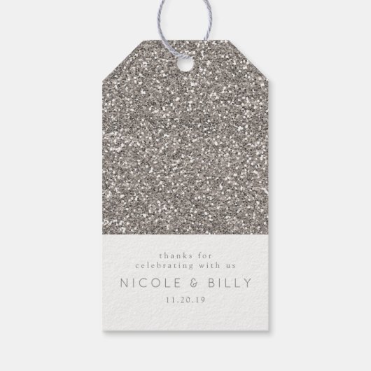 Silver Glitter Dank u label Cadeaulabel (Achterkant)