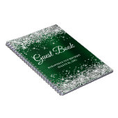 Silver Glitter Dark Green 21st Birthday Guestbook Notitieboek (Rechterzijde)