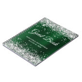 Silver Glitter Dark Green 21st Birthday Guestbook Notitieboek (Linkerzijde)