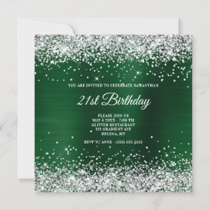 Silver Glitter Dark Green Folie 21st Birthday Kaart