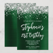 Silver Glitter Dark Green Folie Bold 21st Birthday Kaart (Voorkant / Achterkant)