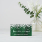 Silver Glitter Dark Green Folie Online Store Visitekaartje (Staand voorkant)