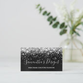 Silver Glitter Dark Grey Black Folie Online Store Visitekaartje (Staand voorkant)