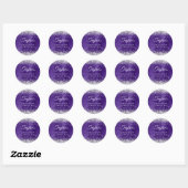 Silver Glitter  Dark Paarse Folie Afstuderen Ronde Sticker (Vel)