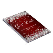 Silver Glitter Dark Red 21st Birthday Guestbook Notitieboek (Rechterzijde)